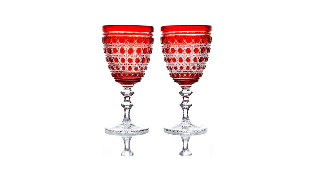 GHZ Triumph Red Crystal Claret Cups Set of 2 Crystal Glassware Dubai