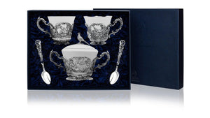 ARGENTA Royal Hunt tea set (sugar bowl, 2 pcs cup, 2 pcs spoon), 5 items, silver