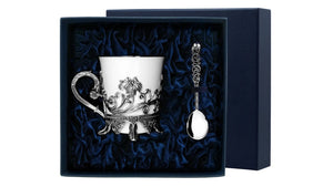 Tea set in ARGENTA Flower case (cup, spoon), 2 items, 925 silver