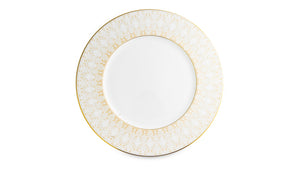 NARUMI Flat Rim Plate 23 cm Aurora Champagne Gold, Porcelain, White
