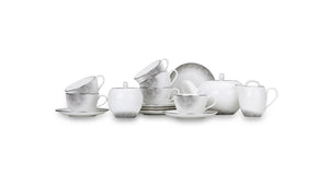 NARUMI Tea Set Labyrinth Set of 21 items For 6 Persons, Porcelain, White