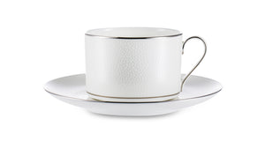NARUMI Tea Cup and Saucer 270 ml Caviar White, Porcelain, White