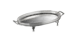 QUEEN ANNE Oval Tray with Handles and Legs 46,5х26,0 cm Stainless Steel, Silver-Plated