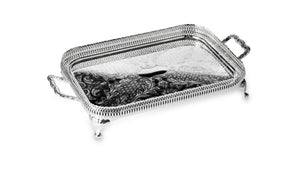 Queen Anne small oblong tray with handles and legs - 42x24cm