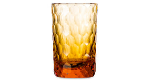 GOOSE CRYSTAL Water Glass 250 ml Bubbles Cut Crystal Amber