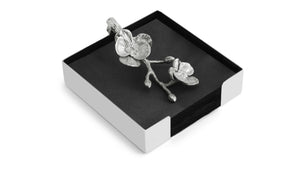 MICHAEL ARAM Cocktail Napkin Holder 13Lx13Wx4Hcm White Orchid Stainless Steel Nickelplate Powdercoat Silver