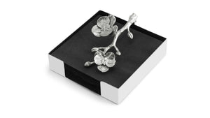 MICHAEL ARAM Cocktail Napkin Holder 13Lx13Wx4Hcm White Orchid Stainless Steel Nickelplate Powdercoat Silver