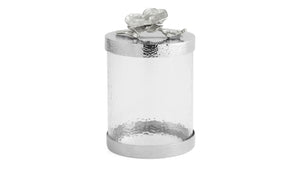 MICHAEL ARAM Small Canister 22Hx14Dcm 1.8L White Orchid Nickelplate Glass