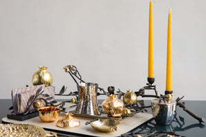 MICHAEL ARAM Candleholder 29Lx18Wx15Hcm Pomegranate Natural & Oxidized Brass
