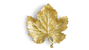 MICHAEL ARAM Snack Plate 20Lx19Wx4Hcm New Leaves Grape Leaf  Oxidized Brass Clear Enamel Goldtone