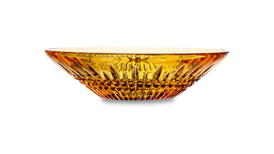 GOOSE CRYSTAL Serving Bowl d 20,5 cm Carmen Shape Honey Feast Cut Crystal Amber