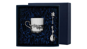 Coffee set in ARGENTA Grape case (cup, spoon), 2 items, 925 silver