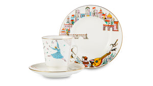 IMPERIAL PORCELAIN Coffee Set 165 ml Ballet The Romeo and Juliet Set of 3 For 1 Person Fine Bone China Multicolor