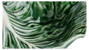 BORDALLO PINHEIRO Leaf Crooked 35 cm Cabbage Haindpainted Ceramics Green and white