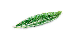BORDALLO PINHEIRO Leaf Narrow 40 cm Cabbage Haindpainted Ceramics Green and white