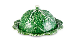 بوردالو بينهيرو صينية الجبن 35سم ,الملفوف, رسم يدوي ,السيراميك الأخضر والأبيض
