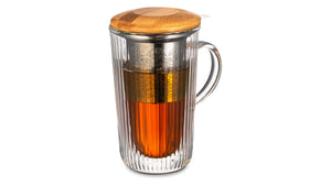 DECOR DE TABLE Mug with double walls, lid and strainer 450 ml Mon matin Glass Clear