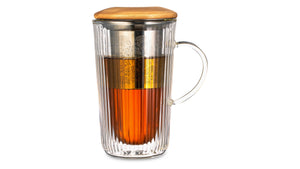 DECOR DE TABLE Mug with double walls, lid and strainer 450 ml Mon matin Glass Clear