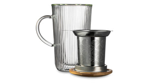 DECOR DE TABLE Mug with double walls, lid and strainer 450 ml Mon matin Glass Clear