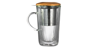 DECOR DE TABLE Mug with double walls, lid and strainer 450 ml Mon matin Glass Clear