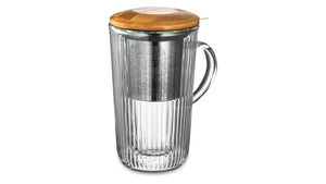 DECOR DE TABLE Mug with double walls, lid and strainer 450 ml Mon matin Glass Clear