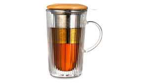 DECOR DE TABLE Mug with double walls, lid and strainer 450 ml Mon matin Glass Clear