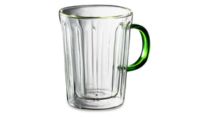 DECOR DE TABLE Mug with double walls, green handle 450ml Café de Paris Glass Clear