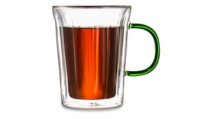 DECOR DE TABLE Mug with double walls, green handle 450ml Café de Paris Glass Clear