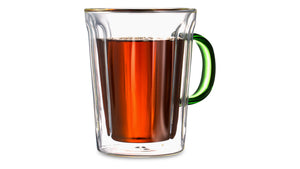 DECOR DE TABLE Mug with double walls, green handle 450ml Café de Paris Glass Clear