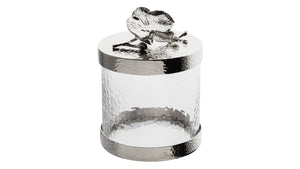 MICHAEL ARAM Extra Small Canister 12Hx14Dcm 1L White Orchid Nickelplate Glass Silver
