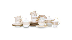 NARUMI Tea Set Gold Diamond of 21 items For 6 Persons, Porcelain, White
