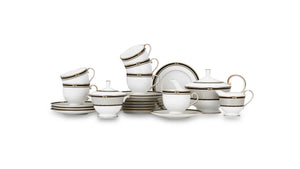 NARUMI Tea Set Windsor of 21 items For 6 Persons, Porcelain, White