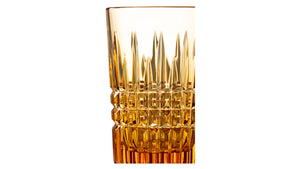 GOOSE CRYSTAL Water Glass 250 ml Honey Feast Cut Crystal Amber
