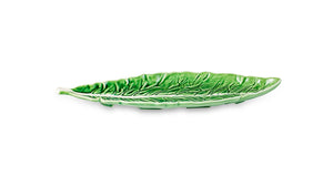 BORDALLO PINHEIRO Leaf Narrow 40 cm Cabbage Haindpainted Ceramics Green and white