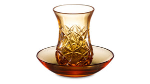 Glass with a saucer GHZ Armud, crystal, amber