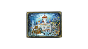 Casket Moscow Cathedral of Christ the Savior 20x15 cm,papier-mache