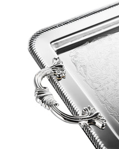 QUEEN ANNE Rectangular Tray with Handles 40,5х24,7 Stainless Steel, Silver-Plated