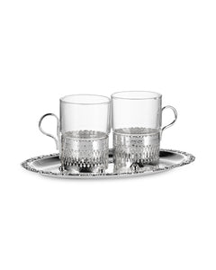 QUEEN ANNE Tea Set 23,5х15,0 cm Set of 3 items For 2 Persons Glass, Stainless Steel,  Silver -Plated