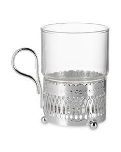 QUEEN ANNE Tea Set 23,5х15,0 cm Set of 3 items For 2 Persons Glass, Stainless Steel,  Silver -Plated