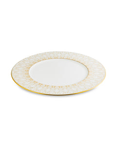 NARUMI Flat Rim Plate 23 cm Aurora Champagne Gold, Porcelain, White