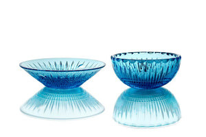 GKZ Crystal Cut Turquoise Serving Bowl "Goose Crystal" Collection - 20.5 cm