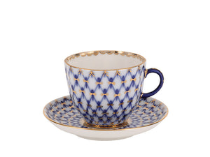 IMPERIAL PORCELAIN Coffee Set Cobalt Blue Pattern Set of 20 For 6 People Fine China White Blue