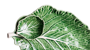 BORDALLO PINHEIRO Leaf with Bowl 28 cm Cabbage Haindpainted Ceramics Green and white
