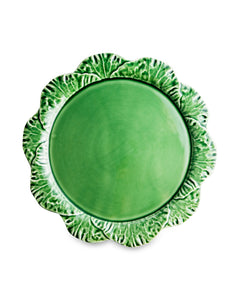 BORDALLO PINHEIRO Cheese Tray 35 cm Cabbage Haindpainted Ceramics Green and white