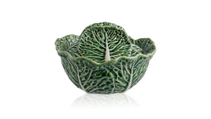 BORDALLO PINHEIRO Tureen 0,4 L Cabbage Haindpainted Ceramics Green and white