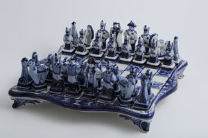 Chess Gzhel Borodino, porcelain