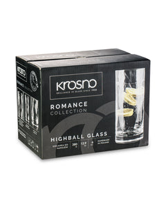 KROSNO Long Drink Glass 380 ml Romance Set of 6 Glass Clear