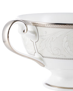 NARUMI Tea Cup and Saucer 230 ml Nocturne Platinum, Porcelain, White