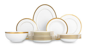 NARUMI Dinner Set Pembroke Set of 20 items For 6 Persons, Porcelain, White