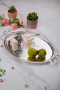 QUEEN ANNE Large Oval Tray with Handles 50,5х33,0 cm Stainless Steel, Silver-Plated